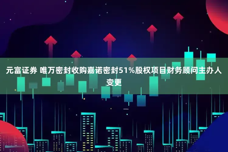 元富证券 唯万密封收购嘉诺密封51%股权项目财务顾问主办人变更
